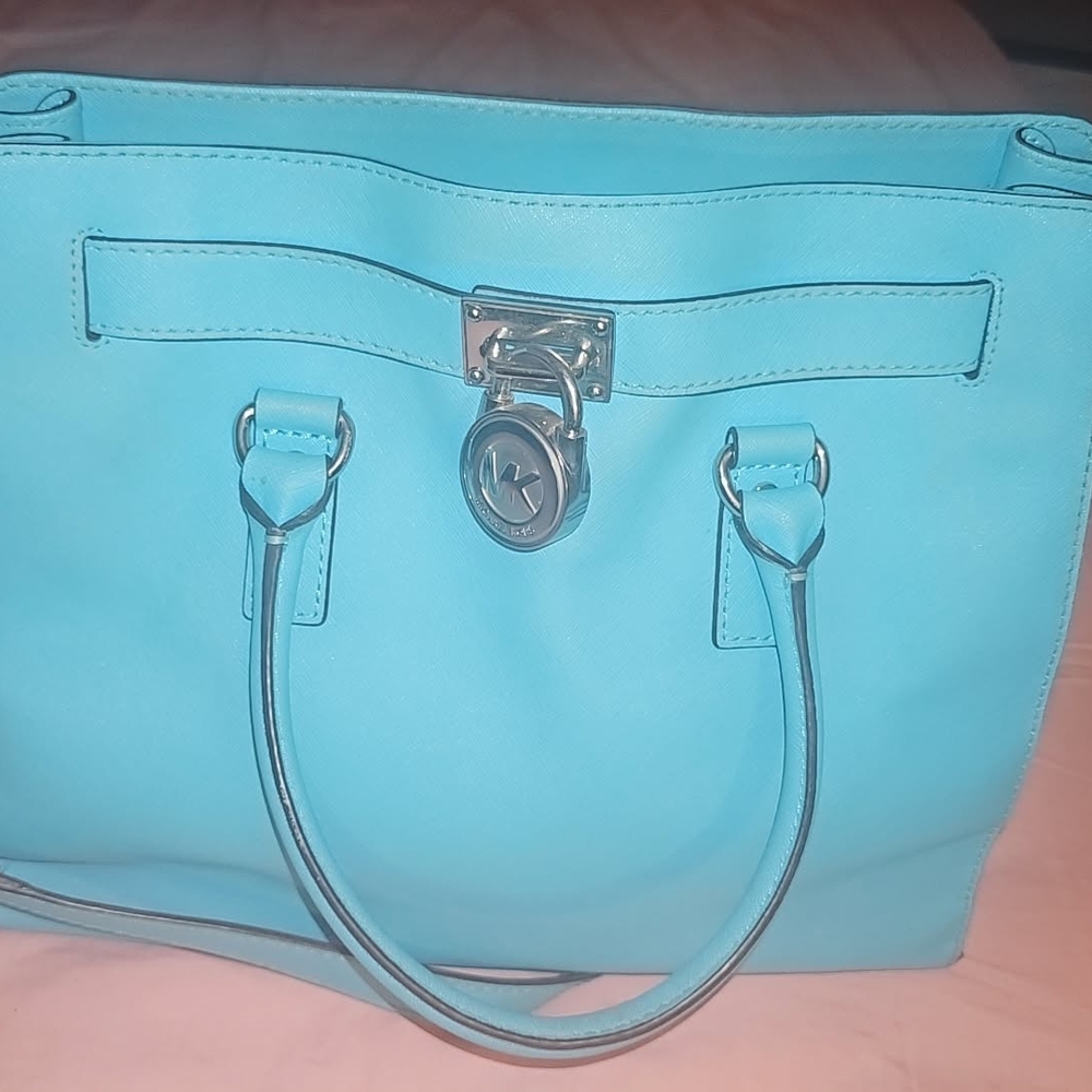 Vibrant Blue Structured Tote with Silver Lock